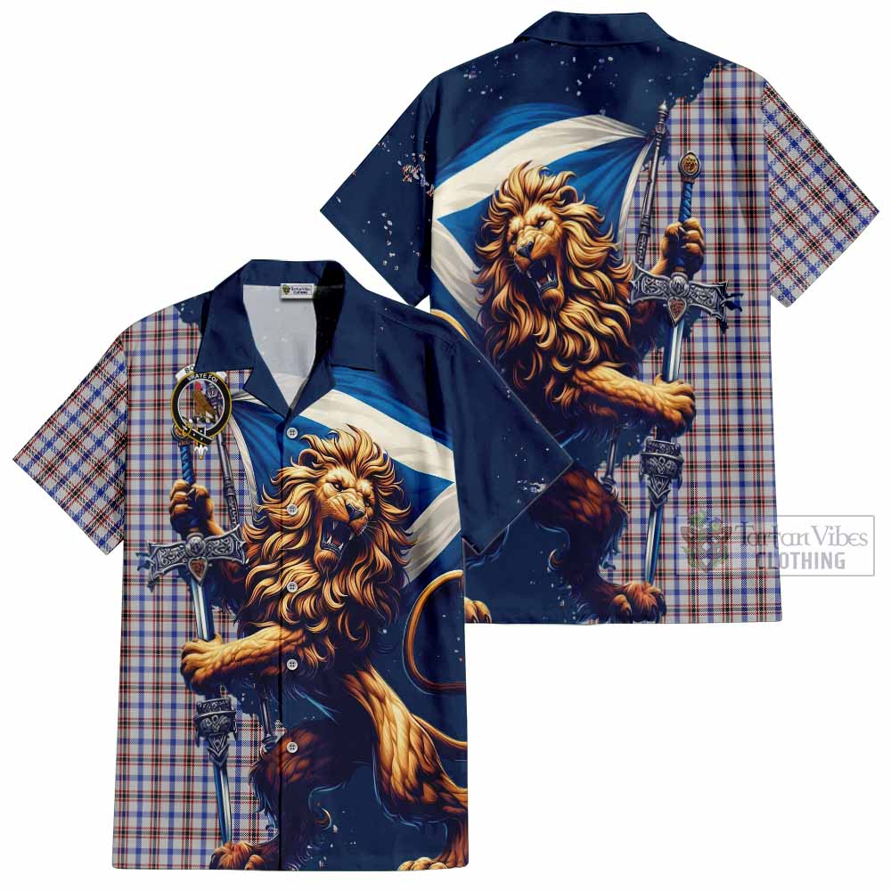 Boswell Tartan Family Crest Hawaiian Shirt with Scottish Majestic Lion - Tartan Vibes Clothing