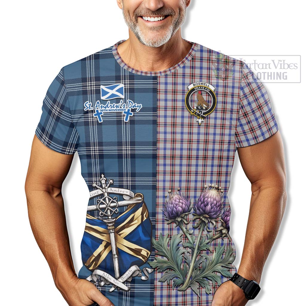 Boswell Tartan T-Shirt Happy St. Andrew's Day Half Tartan Style - Tartan Vibes Clothing