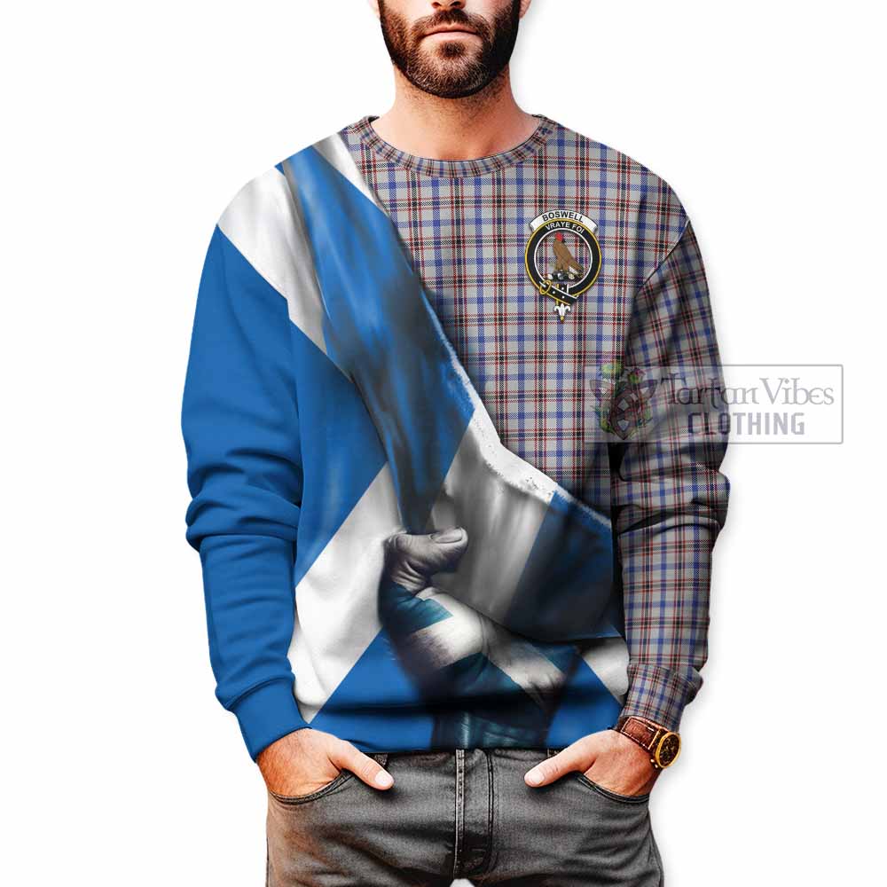Boswell Tartan Sweatshirt with Family Crest Scotland Patriotic Style - Tartan Vibes Clothing