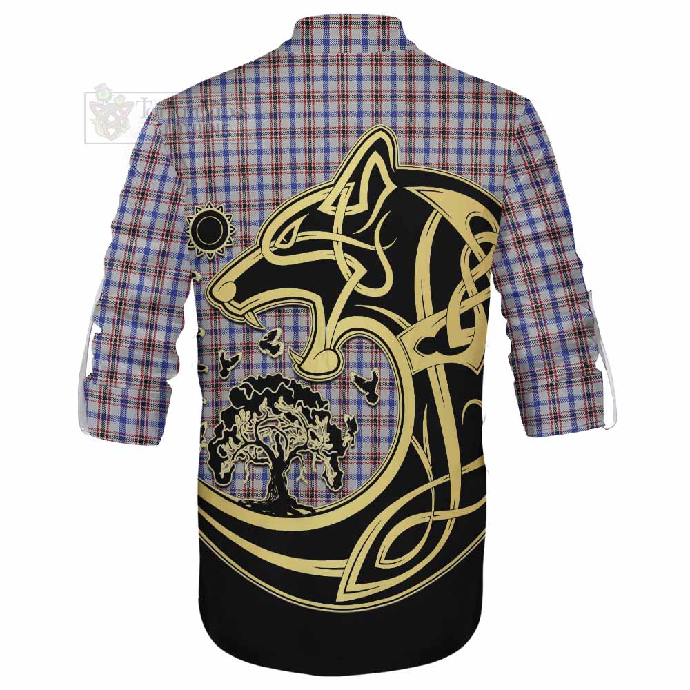 Boswell Tartan Ghillie Kilt Shirt with Family Crest Celtic Wolf Style - Tartan Vibes Clothing