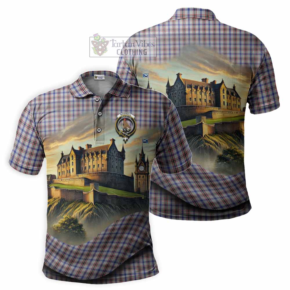Boswell Tartan Family Crest Polo Shirt with Scottish Ancient Castle Style - Tartan Vibes Clothing
