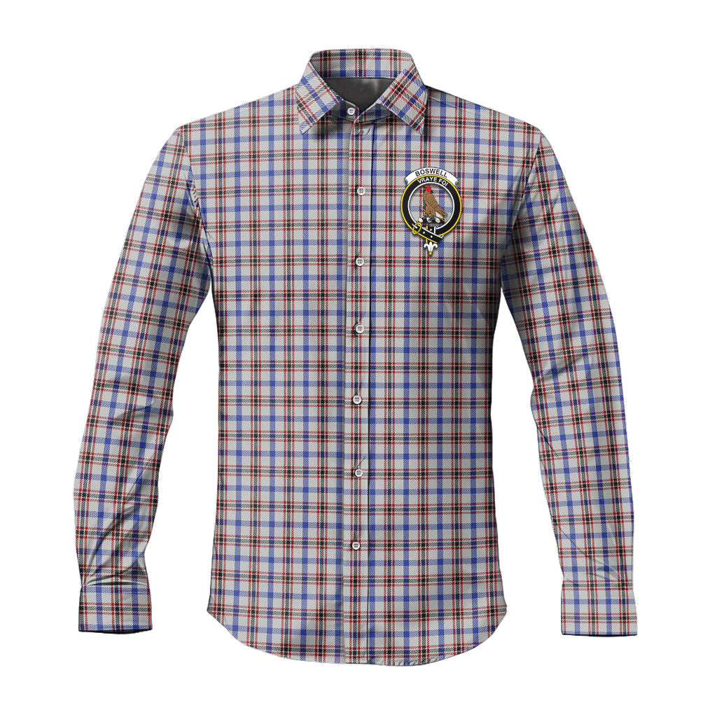 Boswell Tartan Long Sleeve Button Up Shirt with Family Crest Men's Shirt - Tartan Vibes Clothing