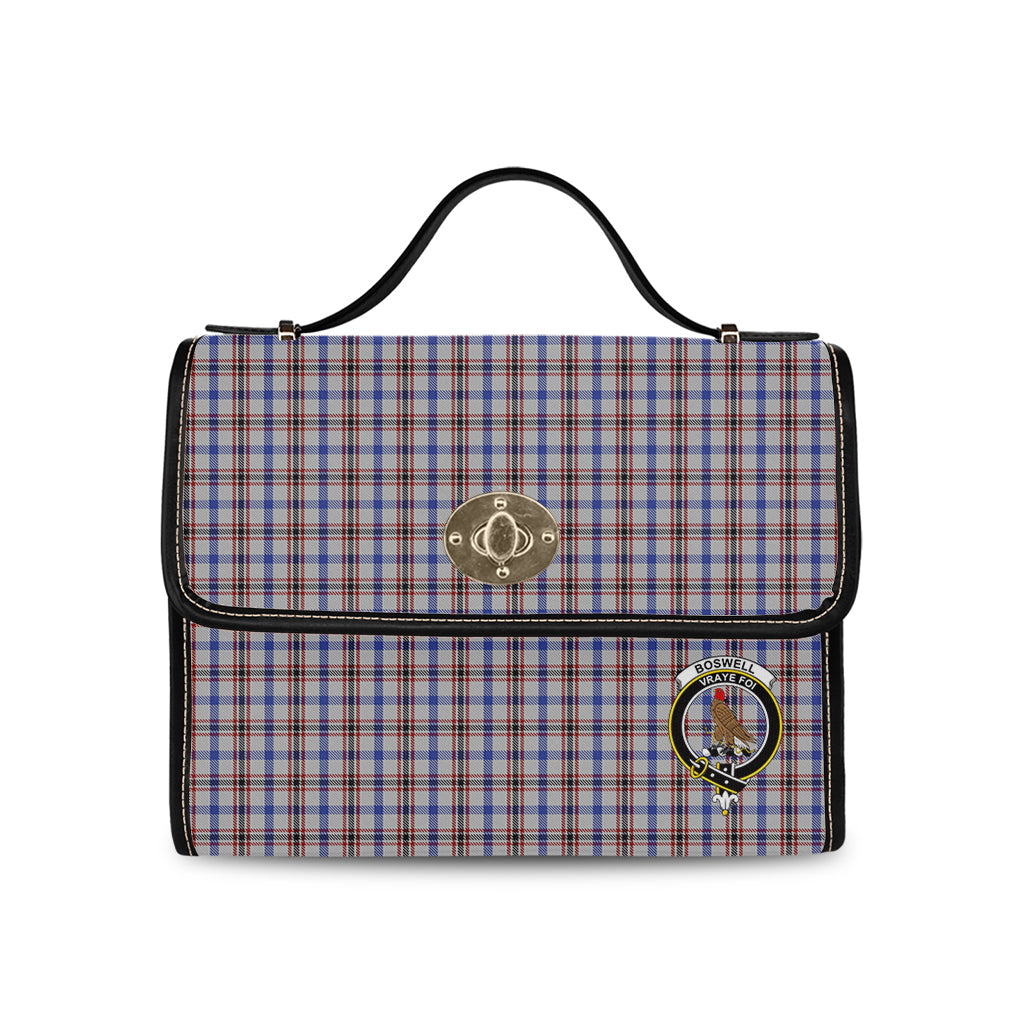 Boswell Tartan Leather Strap Waterproof Canvas Bag with Family Crest - Tartanvibesclothing