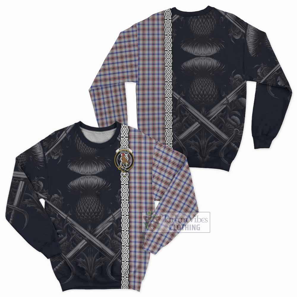 Boswell Tartan Sweatshirt with Family Crest Cross Sword Thistle Celtic Vibes - Tartan Vibes Clothing