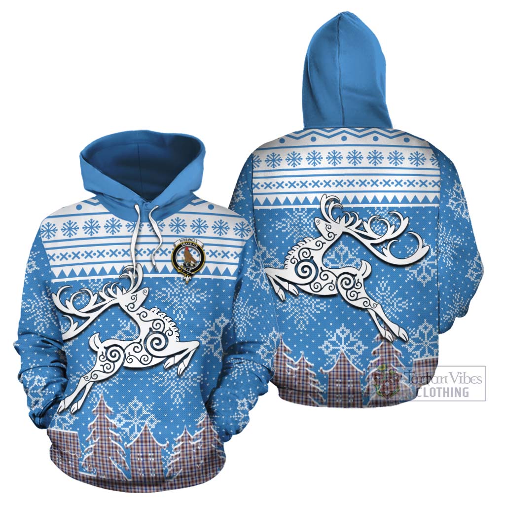 Boswell Clan Christmas Cotton Hoodie Celtic Reindeer Style Zip Hoodie - Tartan Vibes Clothing
