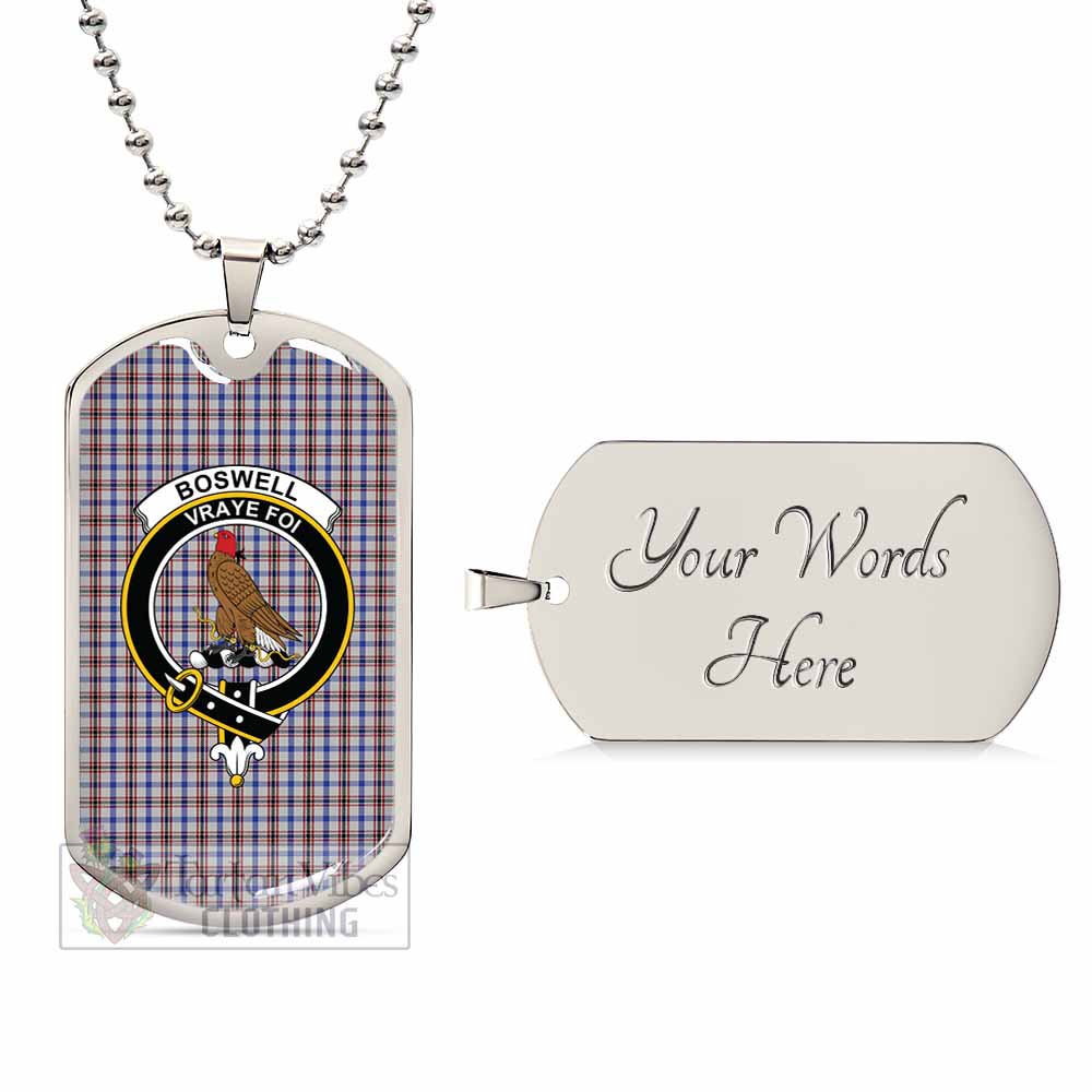 Boswell Tartan Dog Tag Necklace with Family Crest Silver Yes - Tartan Vibes Clothing