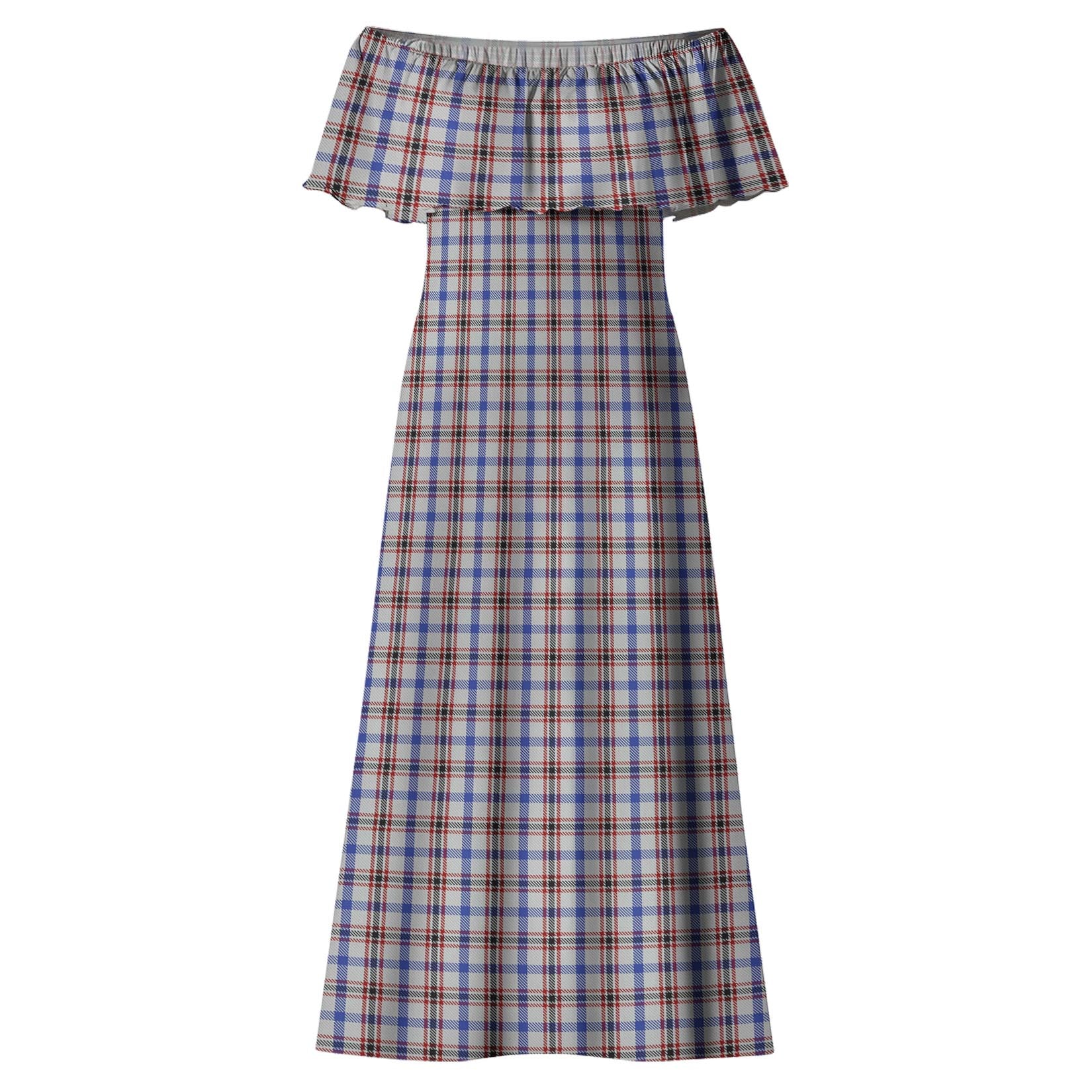 Boswell Tartan Off Shoulder Long Dress - Tartan Vibes Clothing