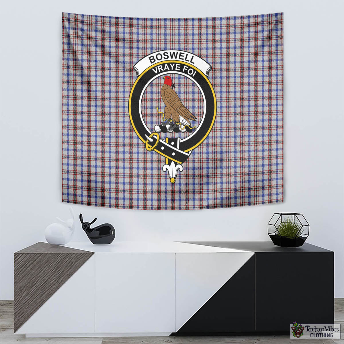 Boswell Tartan Tapestry Wall Hanging and Home Decor for Room with Family Crest - Tartan Vibes Clothing
