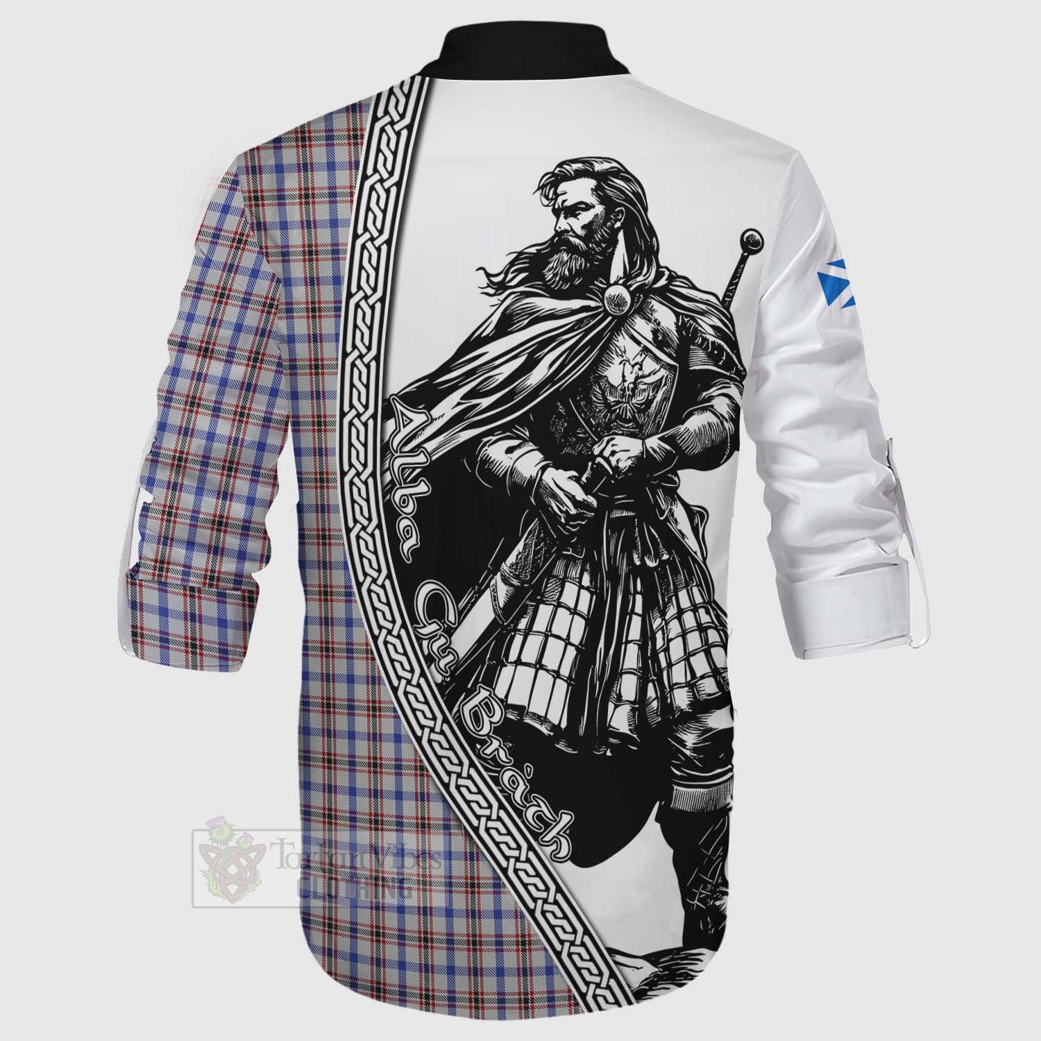 Boswell Tartan Clan Crest Ghillie Kilt Shirt with Highlander Warrior Celtic Style - Tartan Vibes Clothing