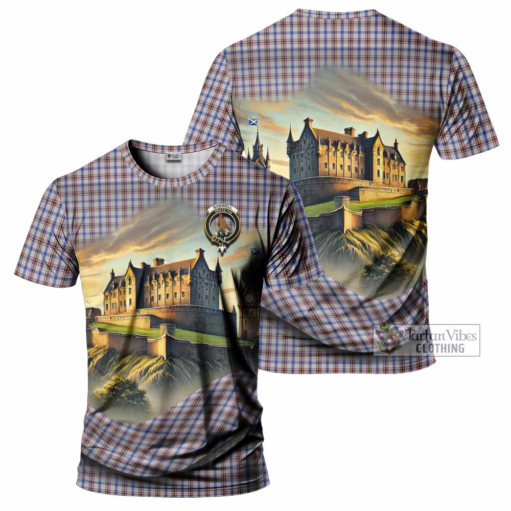 Boswell Tartan Family Crest T-Shirt with Scottish Ancient Castle Style - Tartan Vibes Clothing