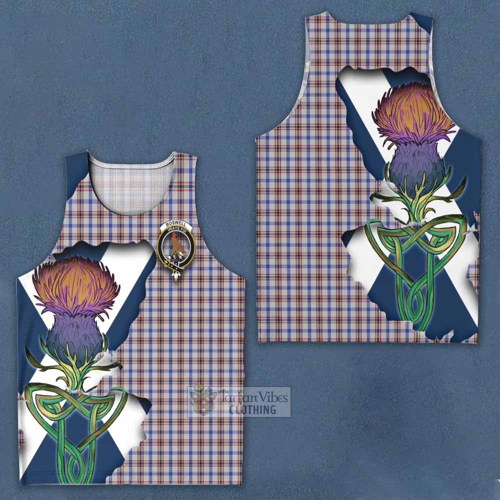 Tartan Vibes Clothing Boswell Tartan Family Crest Men's Tank Top Scottish Thistle Celtic Inspired