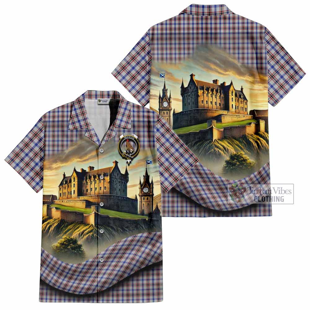 Boswell Tartan Family Crest Hawaiian Shirt with Scottish Ancient Castle Style - Tartan Vibes Clothing