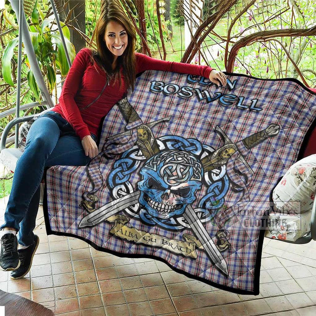 Boswell Tartan Quilt with Celtic Skull Alba Gu Brath Style - Tartan Vibes Clothing