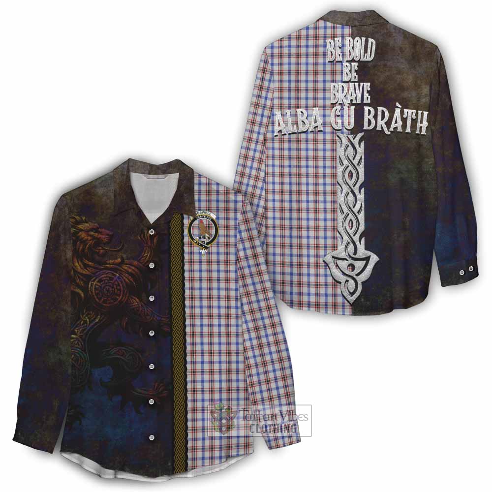 Tartan Vibes Clothing Boswell Tartan Family Crest Women's Casual Shirt Alba Gu Brath Be Brave Lion Ancient Style