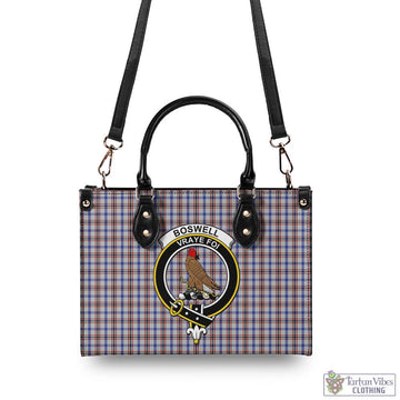 Boswell Tartan Luxury Leather Handbags with Family Crest - Tartan Vibes Clothing