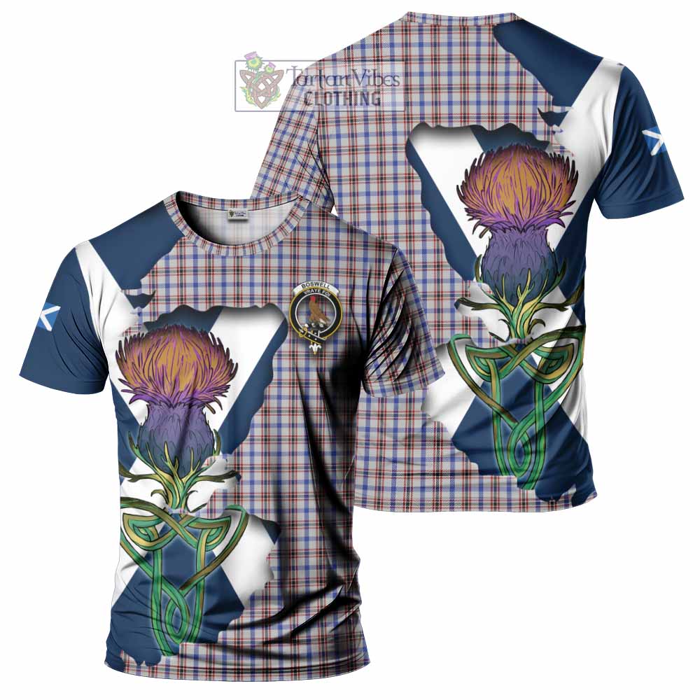 Tartan Vibes Clothing Boswell Tartan Family Crest T-Shirt Scottish Thistle Celtic Inspired