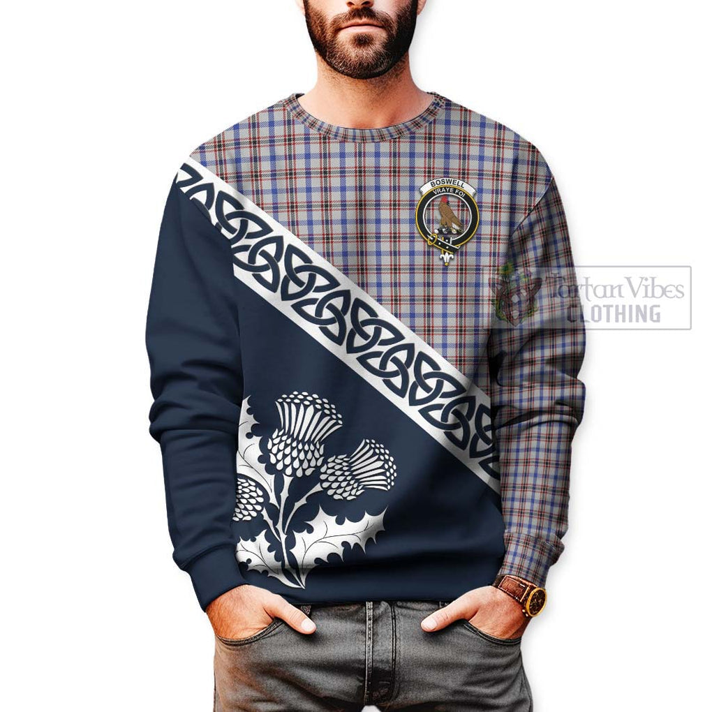 Boswell Tartan Sweatshirt Featuring Thistle and Scotland Map - Tartan Vibes Clothing