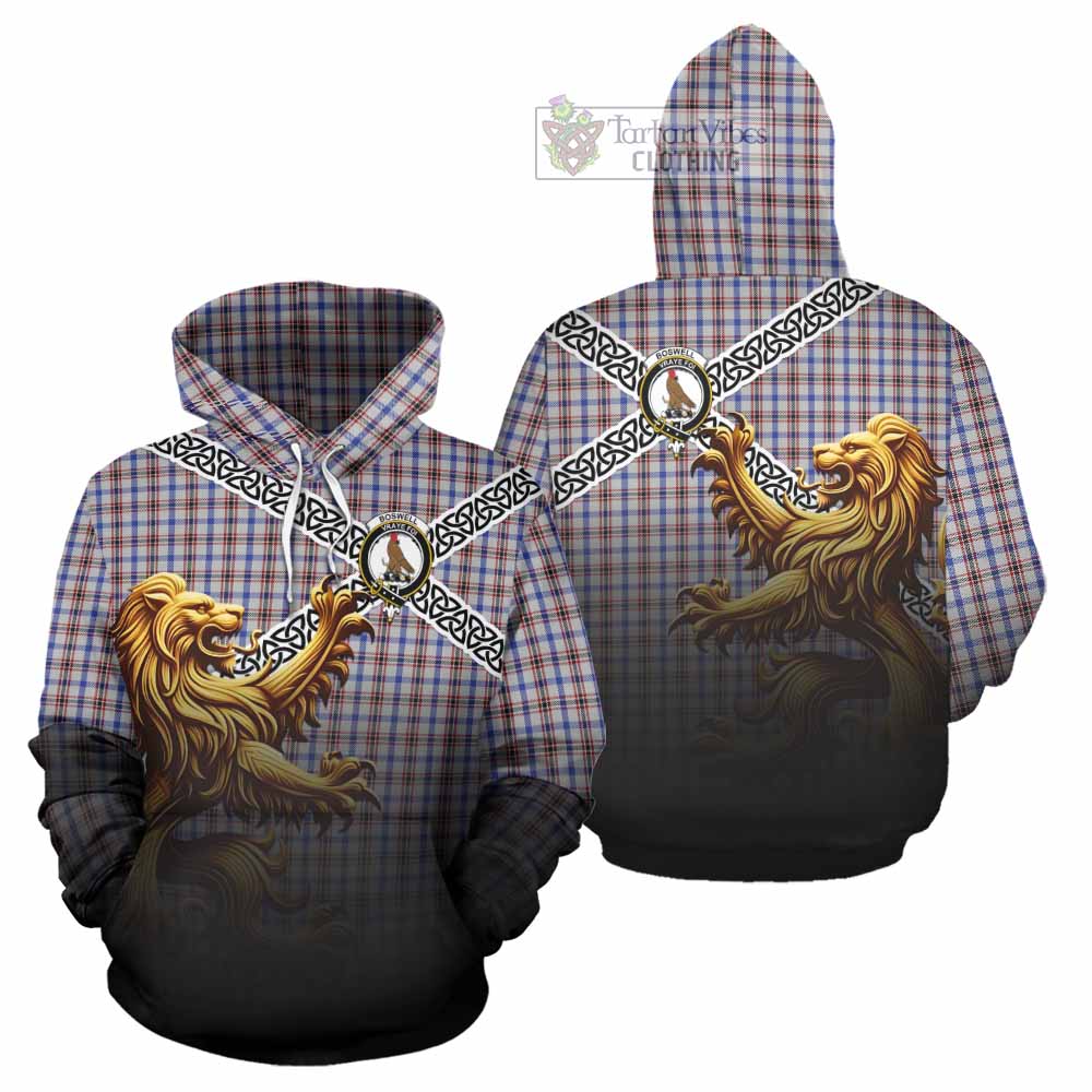 Boswell Crest Tartan Hoodie with Golden Lion Emblem Celtic Style - Tartan Vibes Clothing