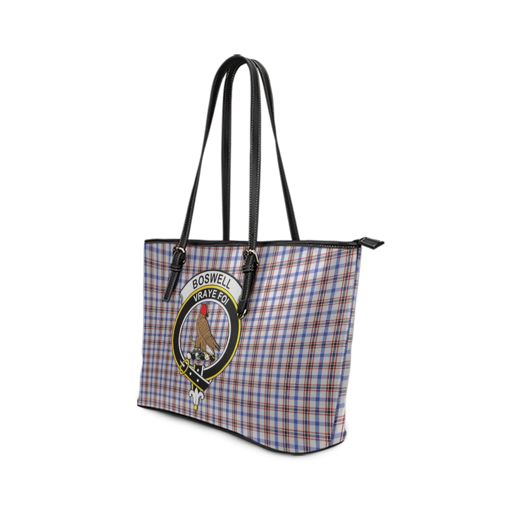 Boswell Tartan Leather Tote Bag with Family Crest - Tartan Vibes Clothing