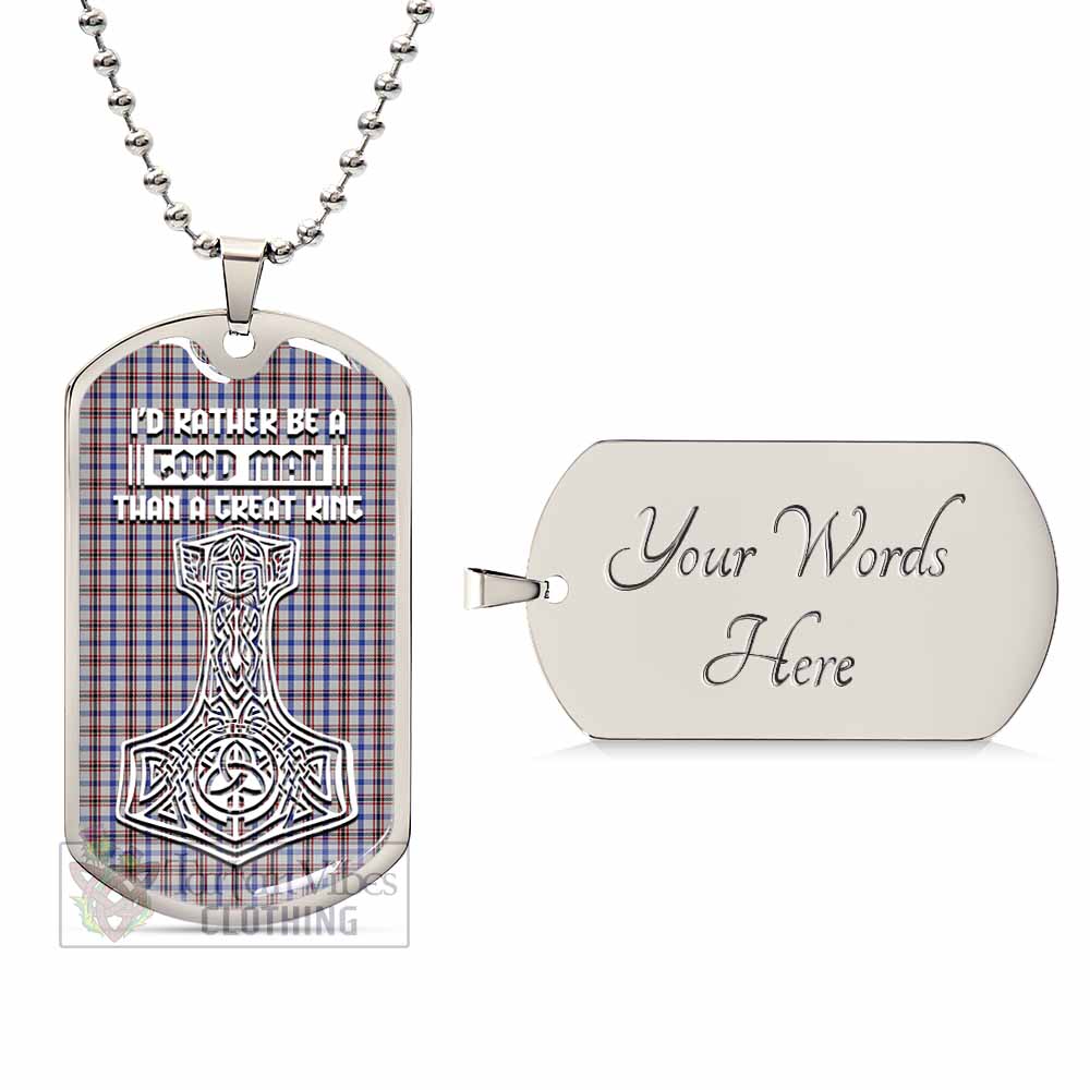Boswell Tartan Dog Tag Necklace Viking Mjolnir Style Silver Yes - Tartan Vibes Clothing