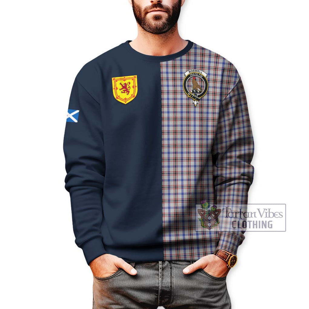 Boswell Tartan Sweatshirt Alba with Scottish Lion Royal Arm Half Style - Tartan Vibes Clothing