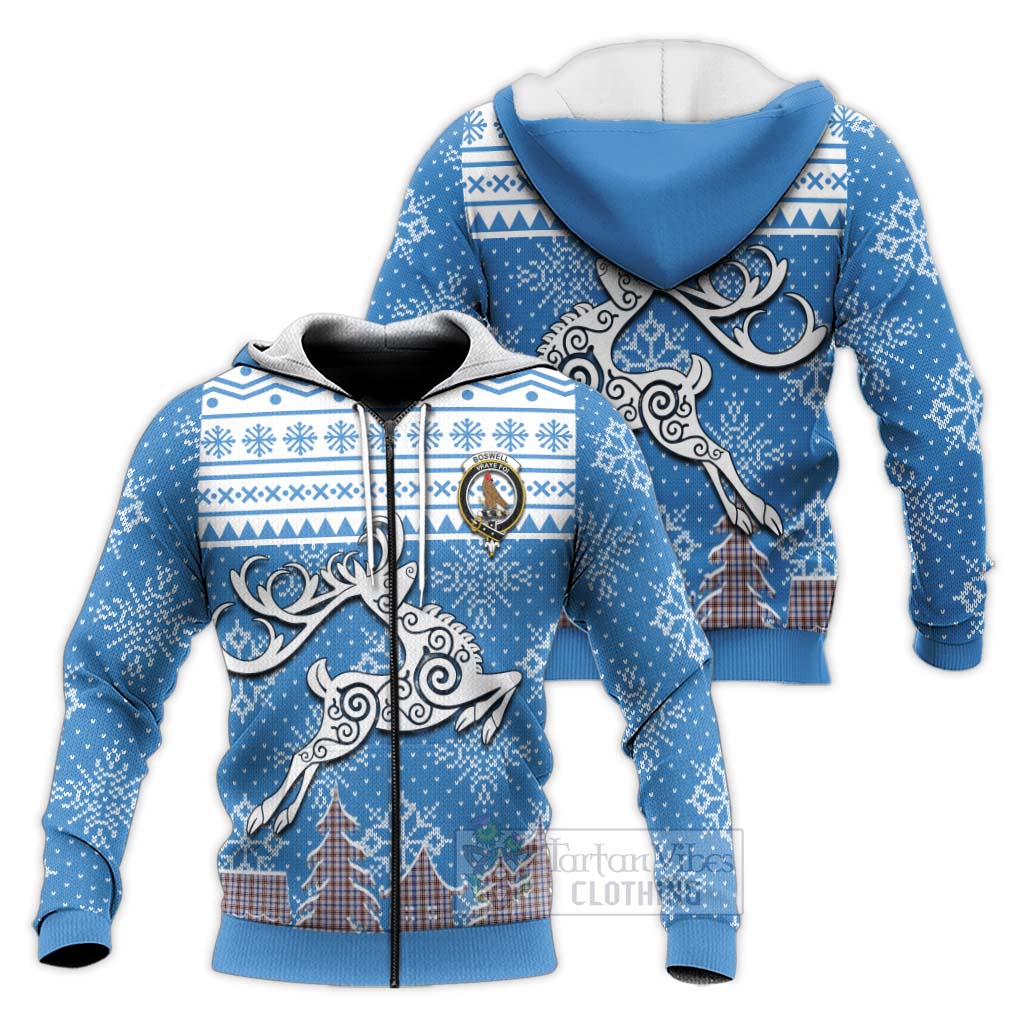 Boswell Clan Christmas Knitted Hoodie Celtic Reindeer Style Unisex - Tartan Vibes Clothing