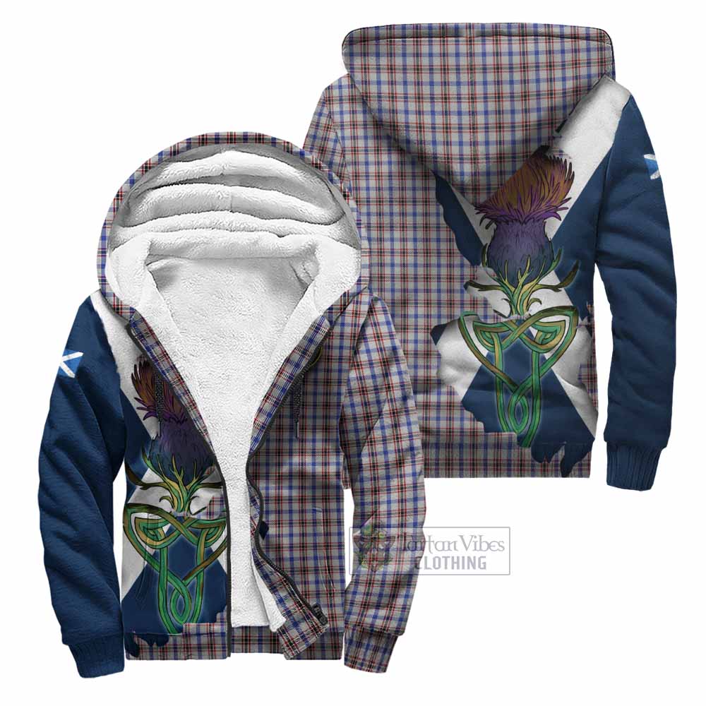 Tartan Vibes Clothing Boswell Tartan Family Crest Sherpa Hoodie Scottish Thistle Celtic Inspired