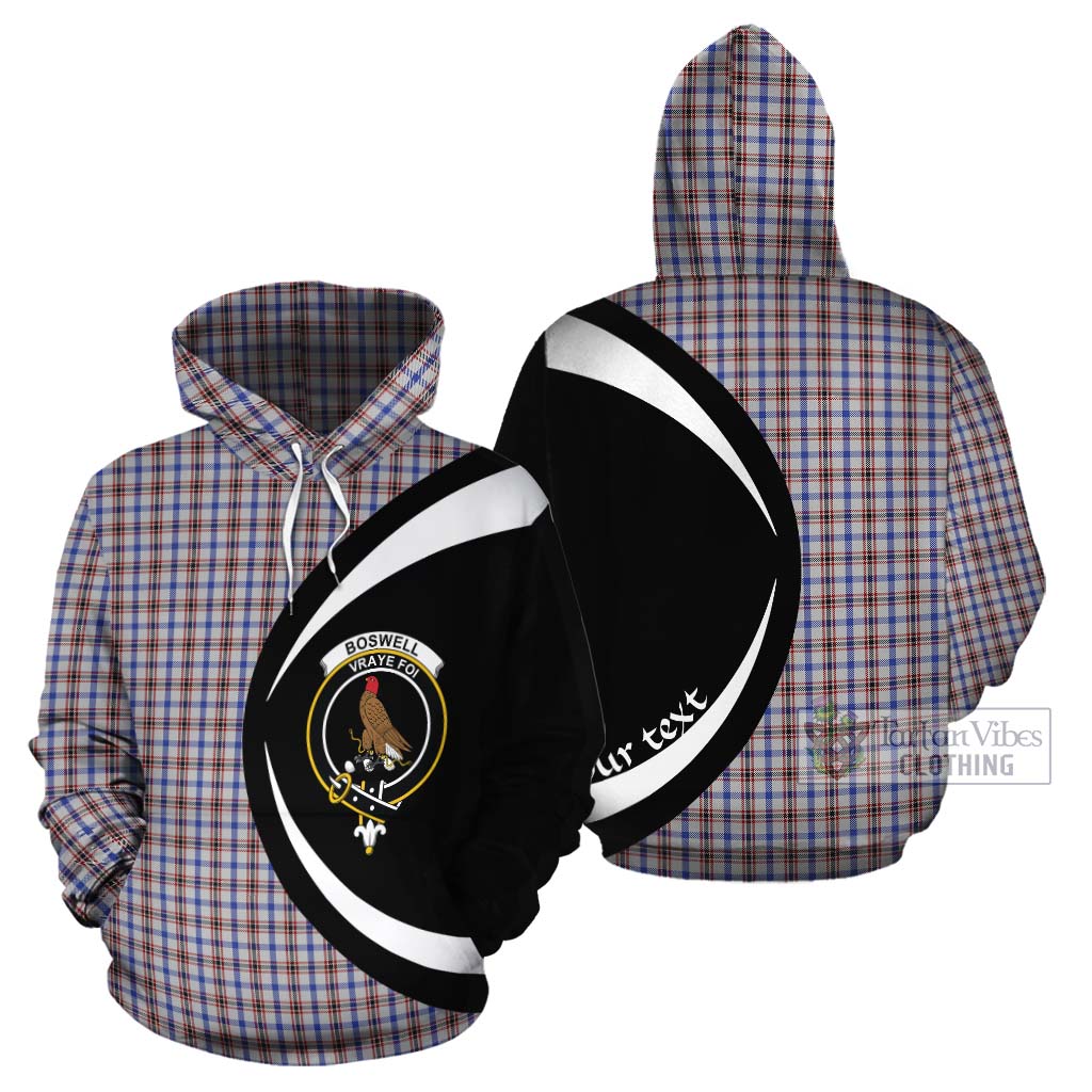 Boswell Tartan Cotton Hoodie with Family Crest Circle Style Zip Hoodie - Tartan Vibes Clothing