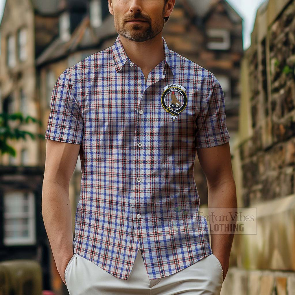 Boswell Tartan Hawaiian Shirt with Family Crest Celtic Skull Style - Tartan Vibes Clothing