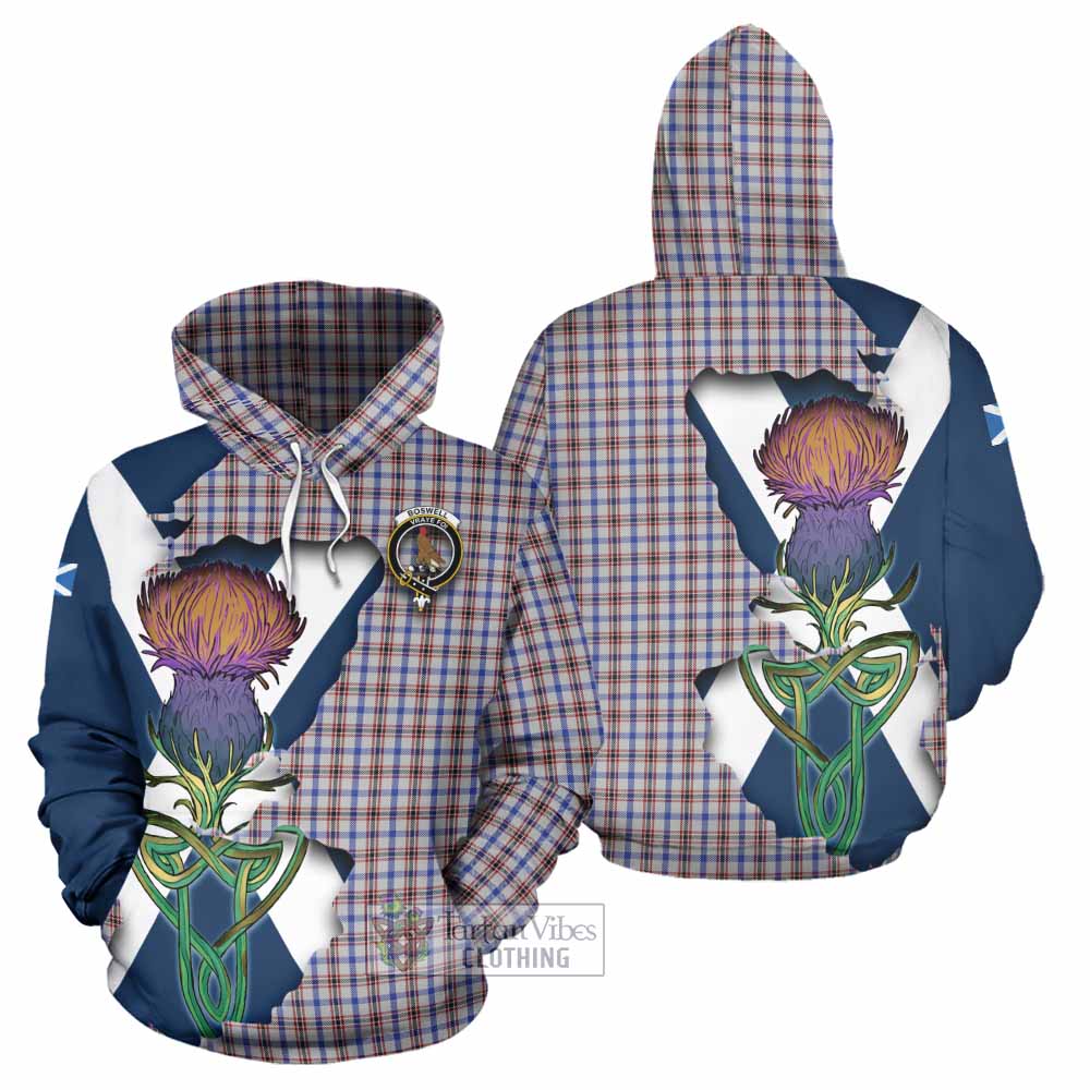 Tartan Vibes Clothing Boswell Tartan Family Crest Hoodie Scottish Thistle Celtic Inspired