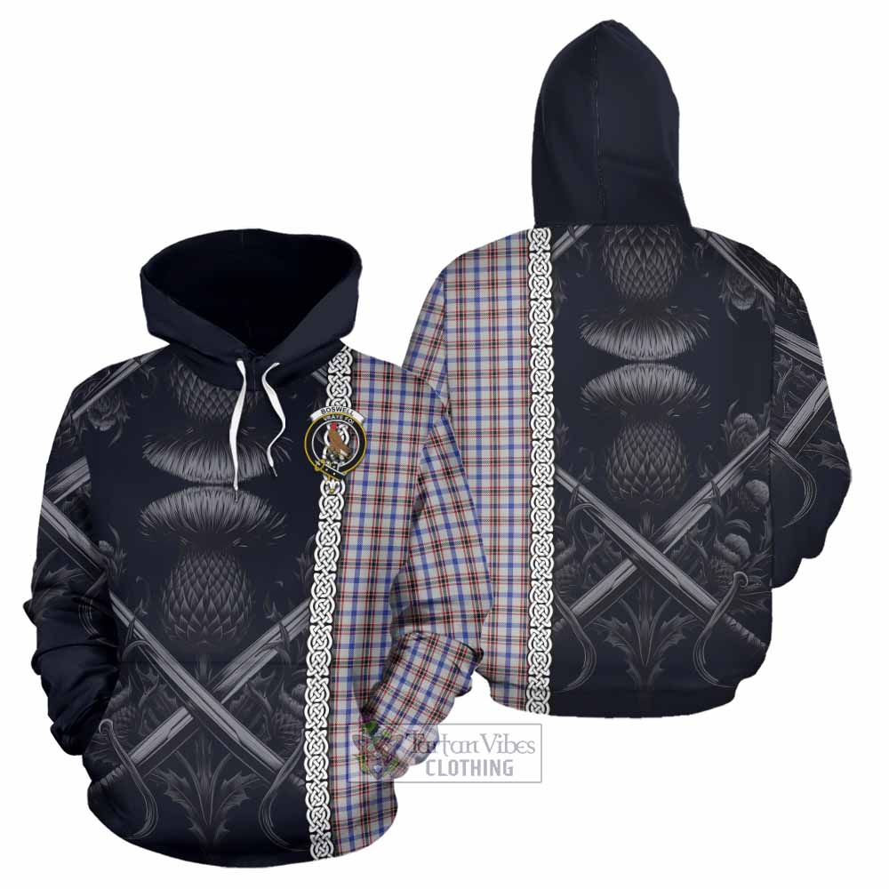 Boswell Tartan Hoodie with Family Crest Cross Sword Thistle Celtic Vibes - Tartan Vibes Clothing