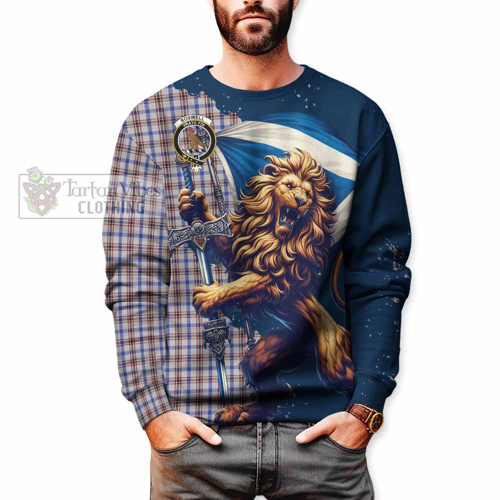 Boswell Tartan Family Crest Sweatshirt with Scottish Majestic Lion - Tartan Vibes Clothing