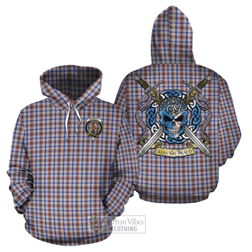 Boswell Tartan Cotton Hoodie with Family Crest Celtic Skull Style Zip Hoodie - Tartan Vibes Clothing