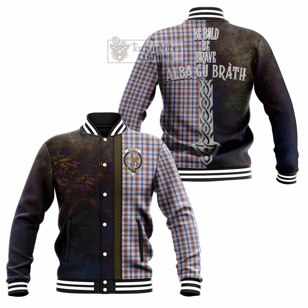 Boswell Tartan Family Crest Baseball Jacket Alba Gu Brath Be Brave Lion Ancient Style - Tartan Vibes Clothing