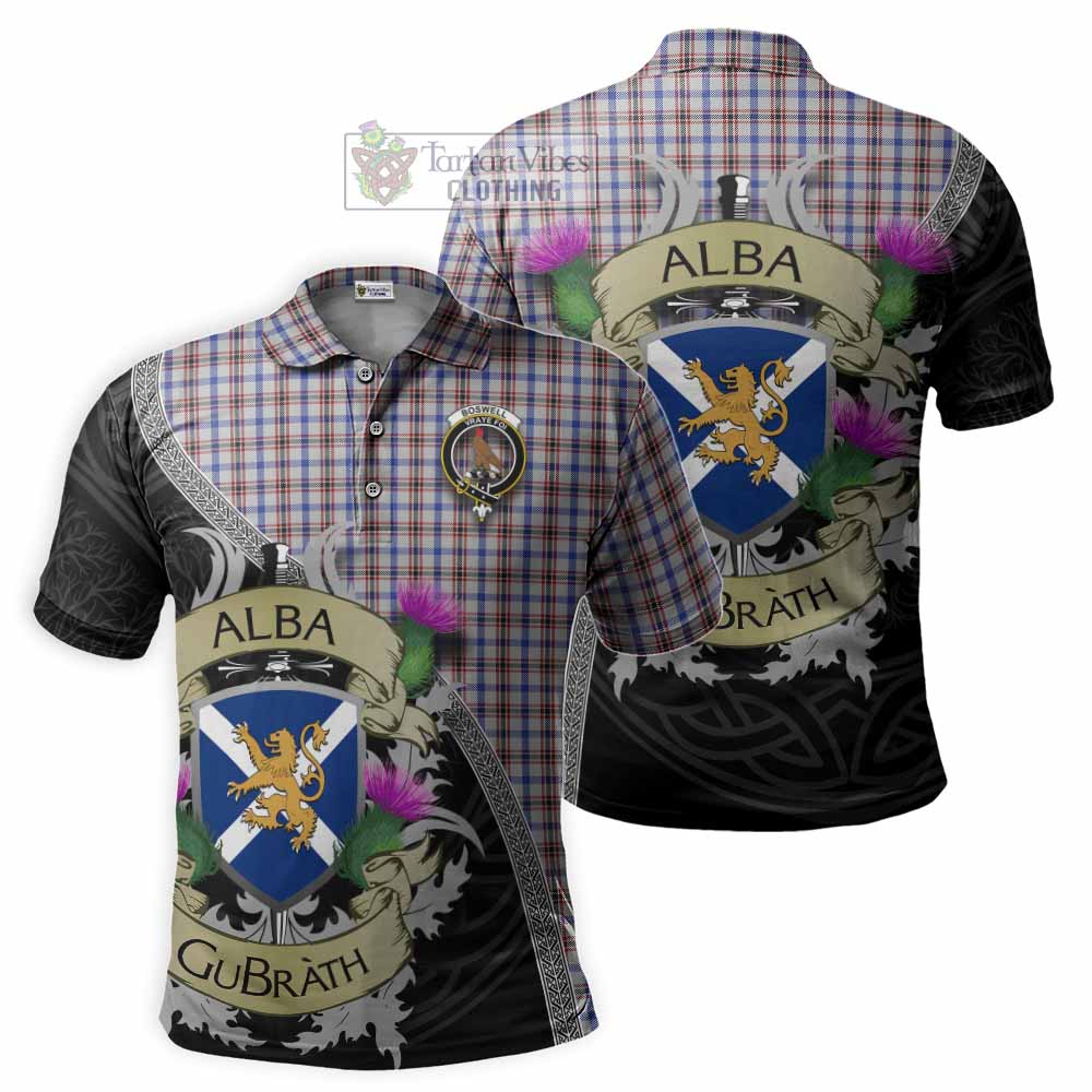 Tartan Vibes Clothing Boswell Tartan Family Crest Polo Shirt Lion Rampant Royal Thistle Shield Celtic Inspired