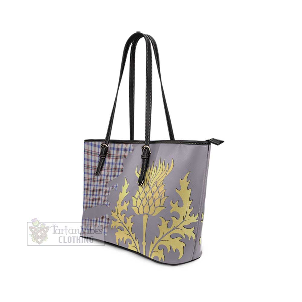 Boswell Tartan Leather Tote Bag Gold Thistle Style - Tartan Vibes Clothing