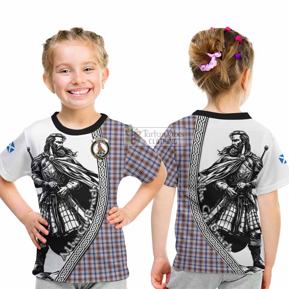Boswell Tartan Clan Crest Kid T-Shirt with Highlander Warrior Celtic Style - Tartan Vibes Clothing