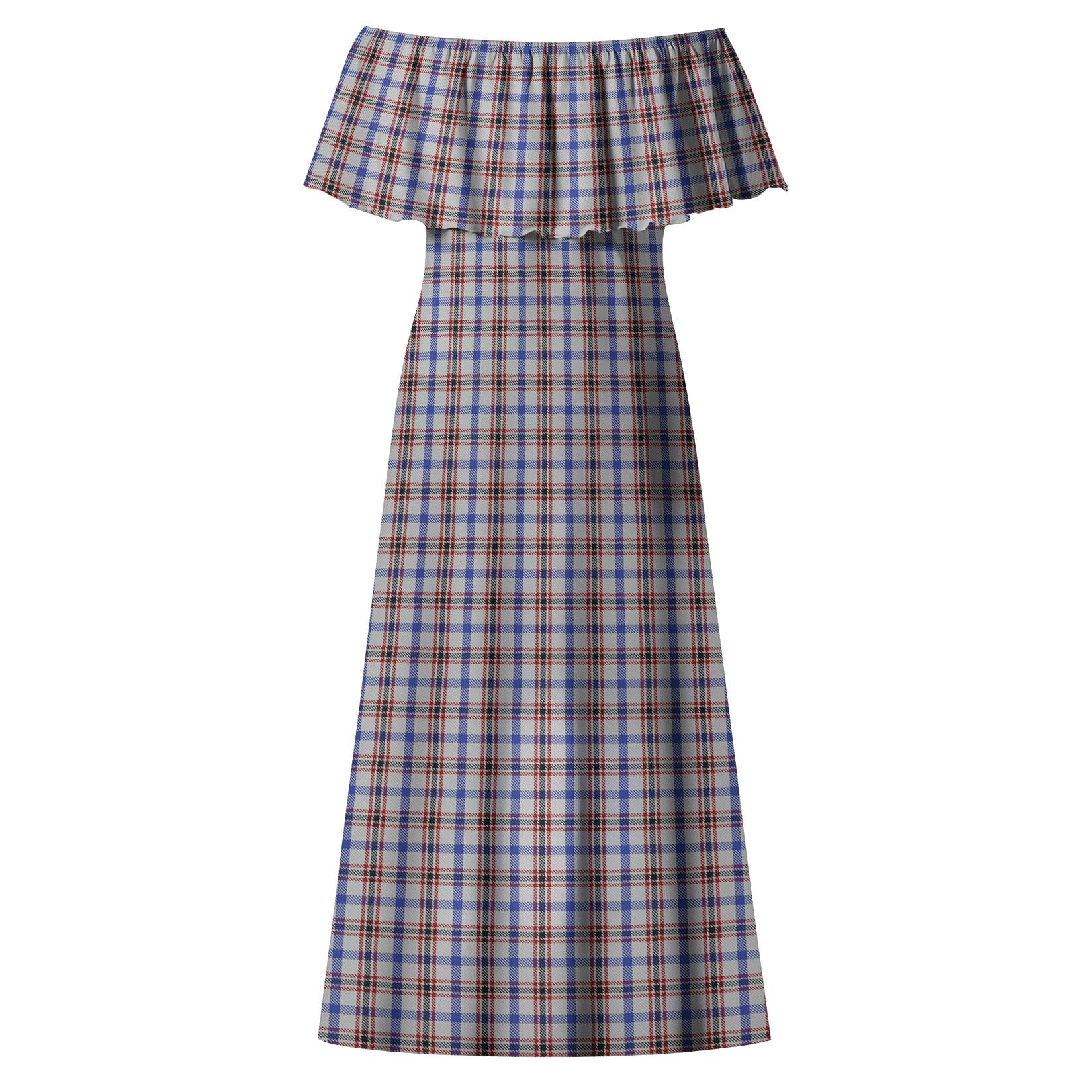 Boswell Tartan Off Shoulder Long Dress - Tartan Vibes Clothing