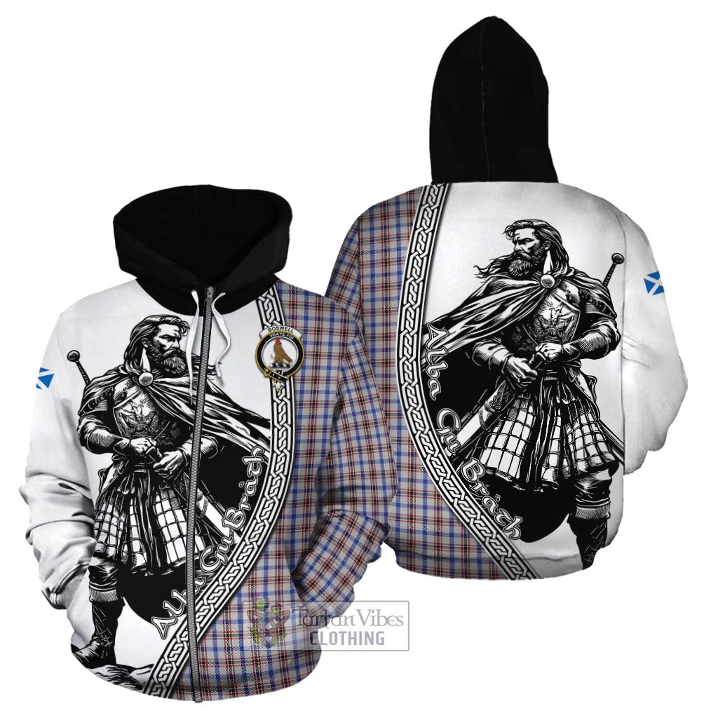 Boswell Tartan Clan Crest Cotton Hoodie with Highlander Warrior Celtic Style - Tartan Vibes Clothing