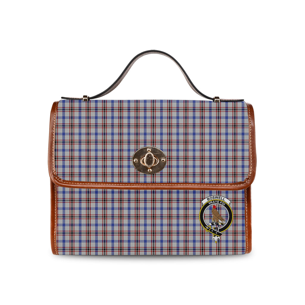 Boswell Tartan Leather Strap Waterproof Canvas Bag with Family Crest - Tartanvibesclothing