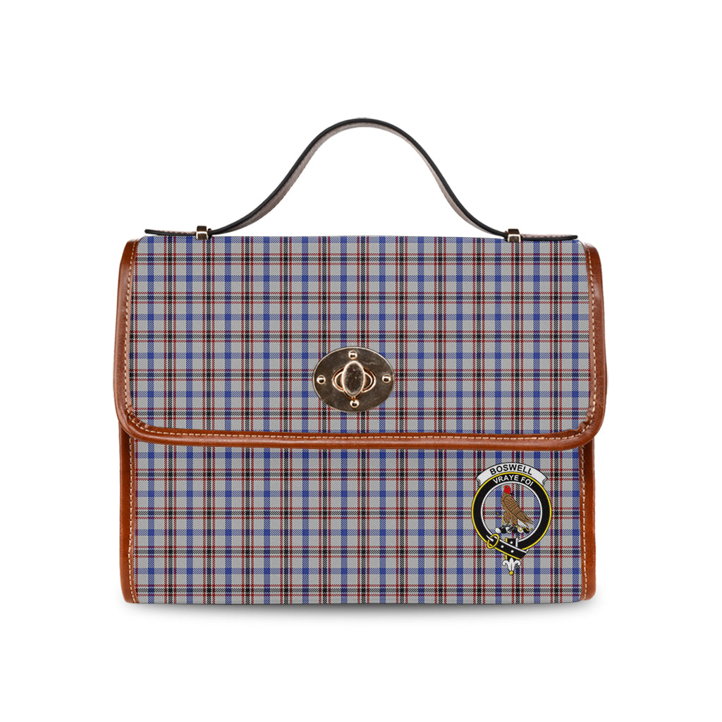 Boswell Tartan Leather Strap Waterproof Canvas Bag with Family Crest - Tartanvibesclothing