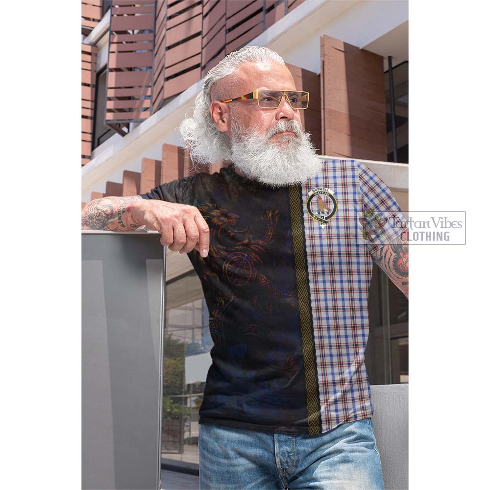 Tartan Vibes Clothing Boswell Tartan Family Crest Cotton T-shirt Alba Gu Brath Be Brave Lion Ancient Style