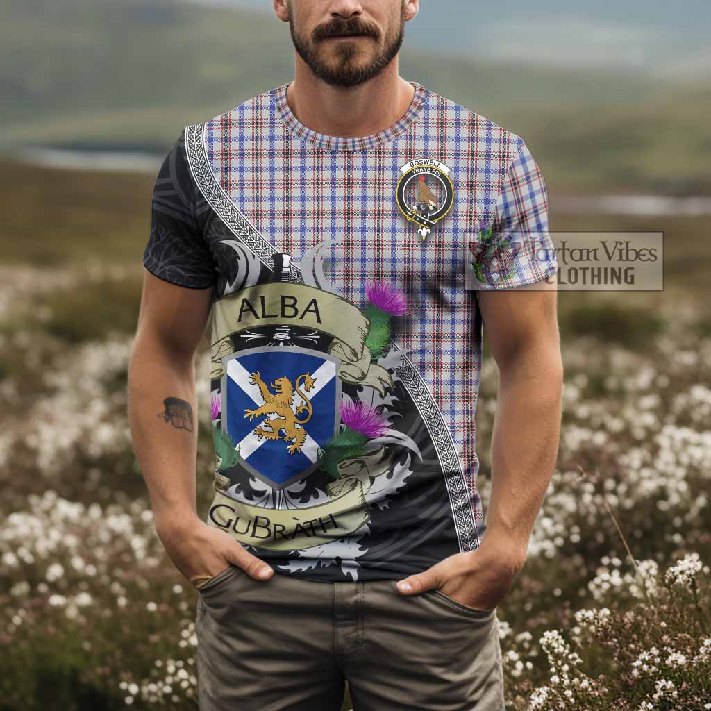 Boswell Tartan Family Crest T-Shirt Lion Rampant Royal Thistle Shield Celtic Inspired - Tartan Vibes Clothing