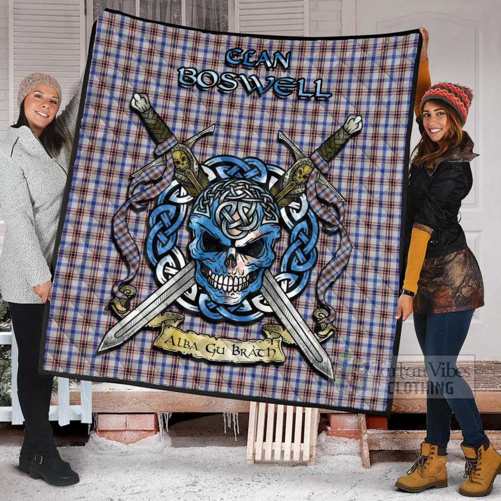 Boswell Tartan Quilt with Celtic Skull Alba Gu Brath Style - Tartan Vibes Clothing