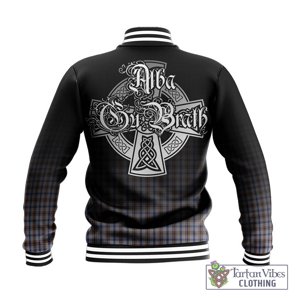 Tartan Vibes Clothing Boswell Tartan Baseball Jacket Featuring Alba Gu Brath Family Crest Celtic Inspired