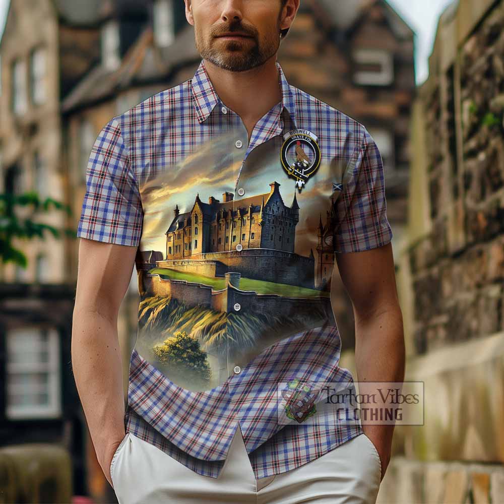 Boswell Tartan Family Crest Hawaiian Shirt with Scottish Ancient Castle Style - Tartan Vibes Clothing