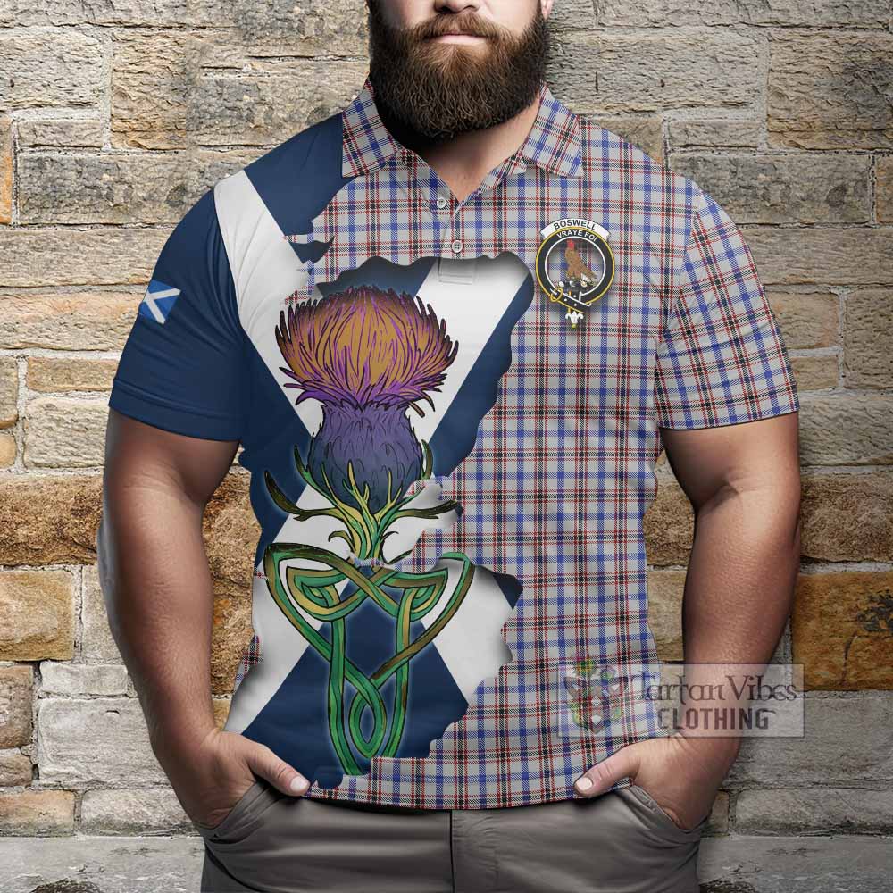 Tartan Vibes Clothing Boswell Tartan Family Crest Polo Shirt Scottish Thistle Celtic Inspired