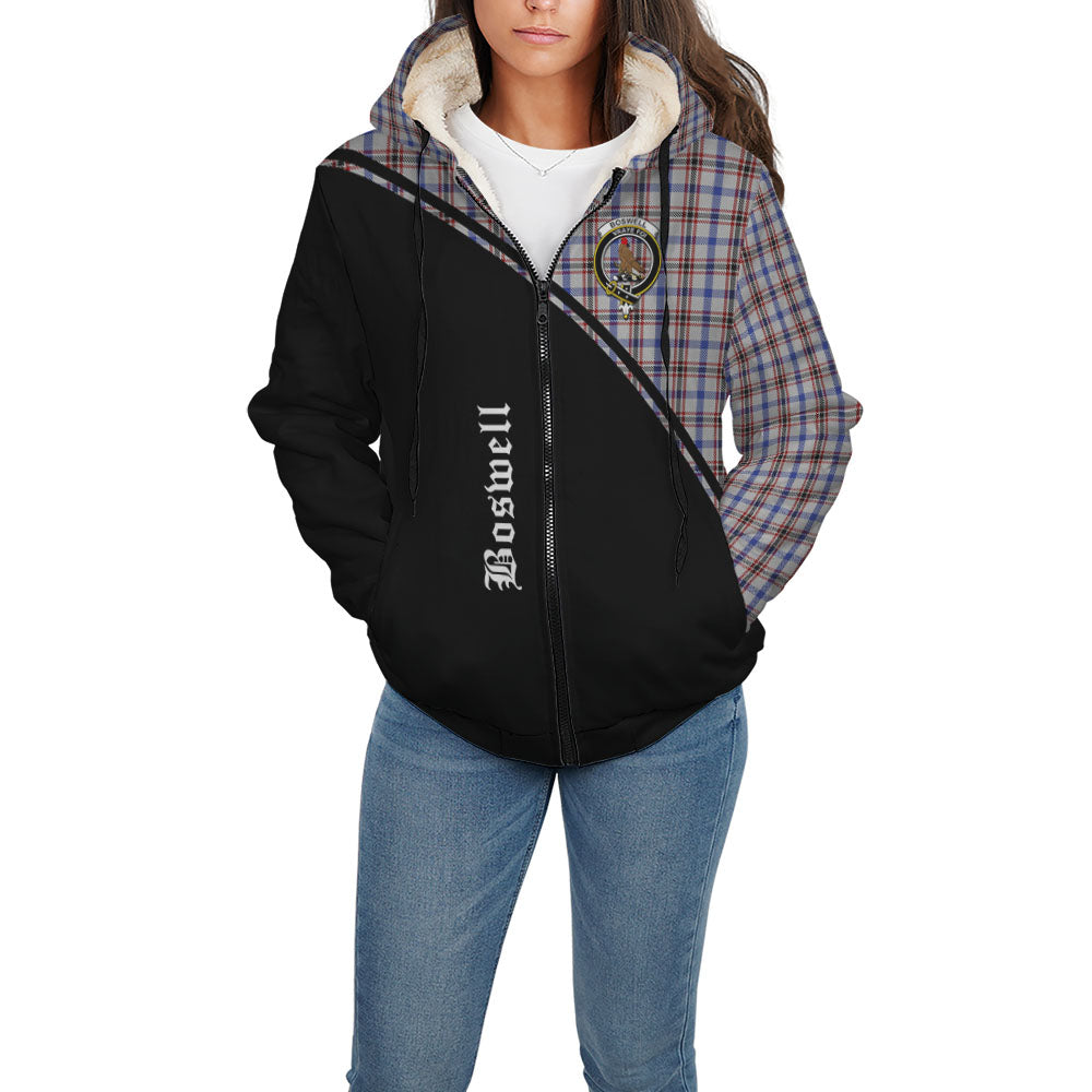 Boswell Tartan Sherpa Hoodie with Family Crest Curve Style - Tartanvibesclothing