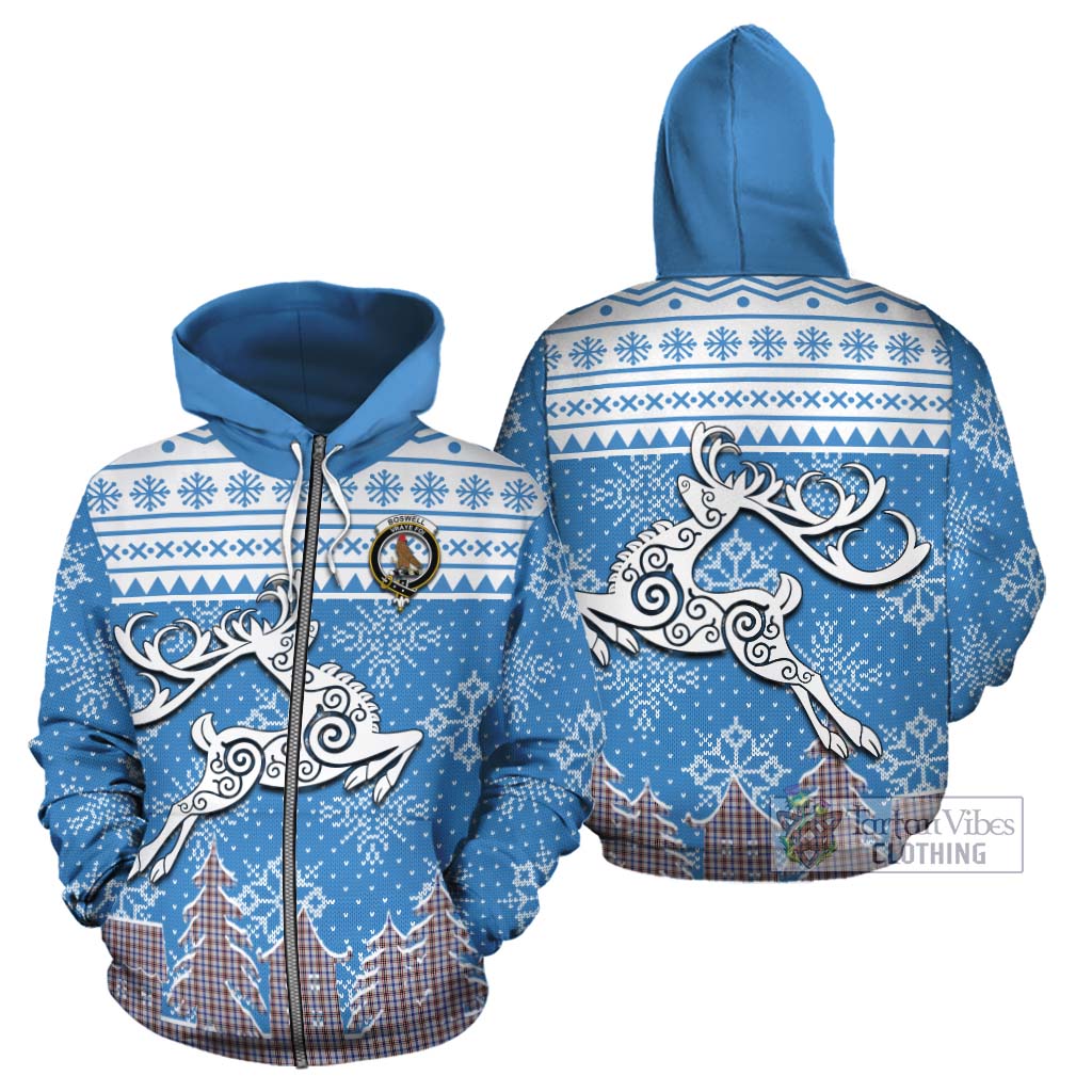 Boswell Clan Christmas Cotton Hoodie Celtic Reindeer Style - Tartan Vibes Clothing
