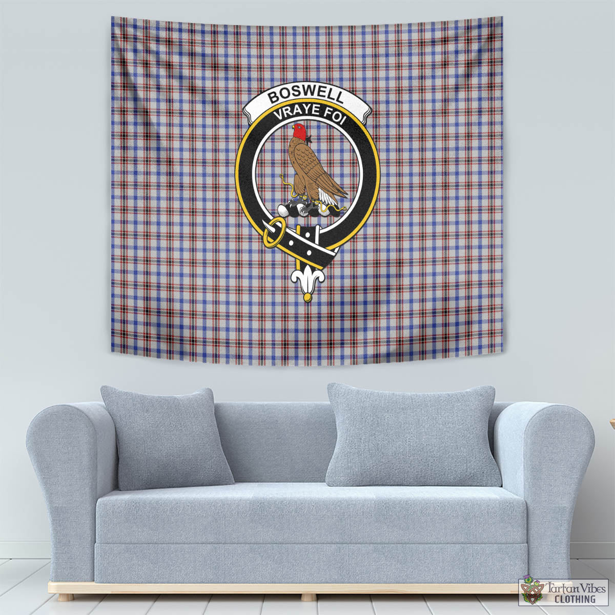 Boswell Tartan Tapestry Wall Hanging and Home Decor for Room with Family Crest - Tartan Vibes Clothing